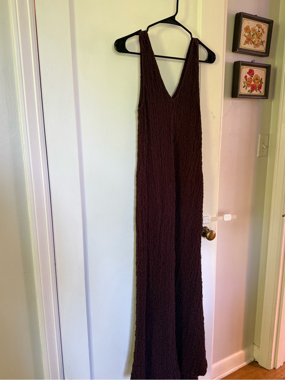 Free people Aida V-Neck Brown Textured Maxi Dress